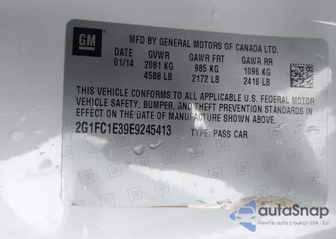 2014 Chevrolet Camaro 2Lt z USA, uszkodzony, nr VIN 2G1FC1E39E9245413